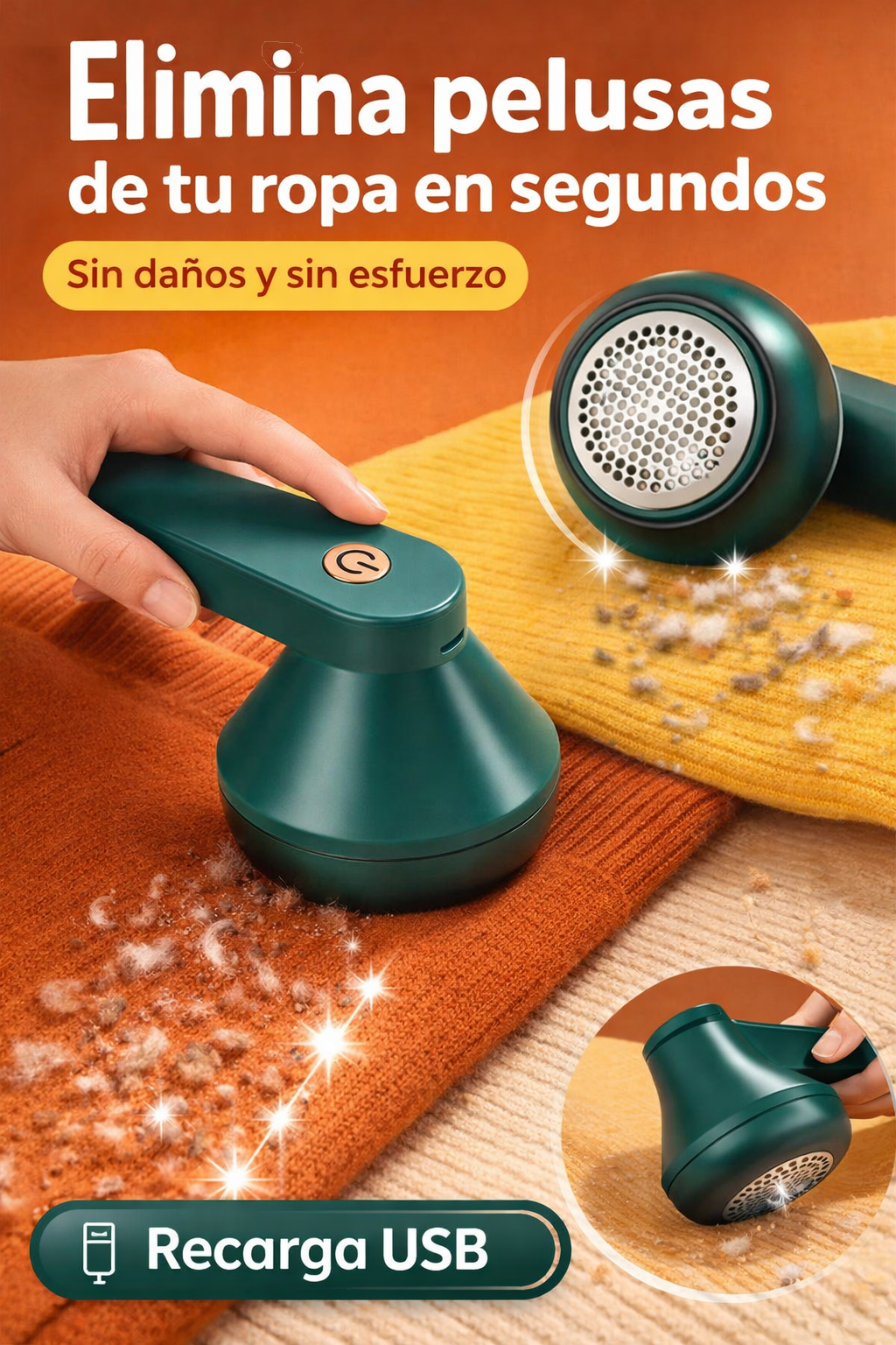 Removedor de Pelusa Recargable USB - Ropa como nueva en segundos